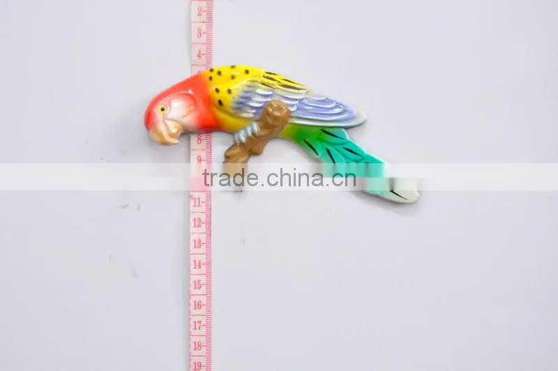 5 inch Plastic Pearl Powder Flat Parrot Birds Fridge Magnet, Handicraft Wall Hanging