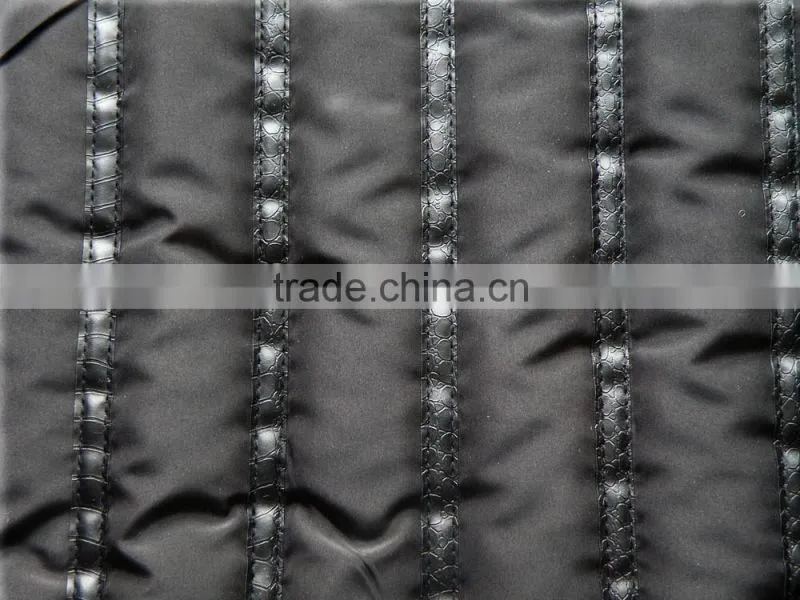 Stripe polyester embroidered quilted fabric for coats