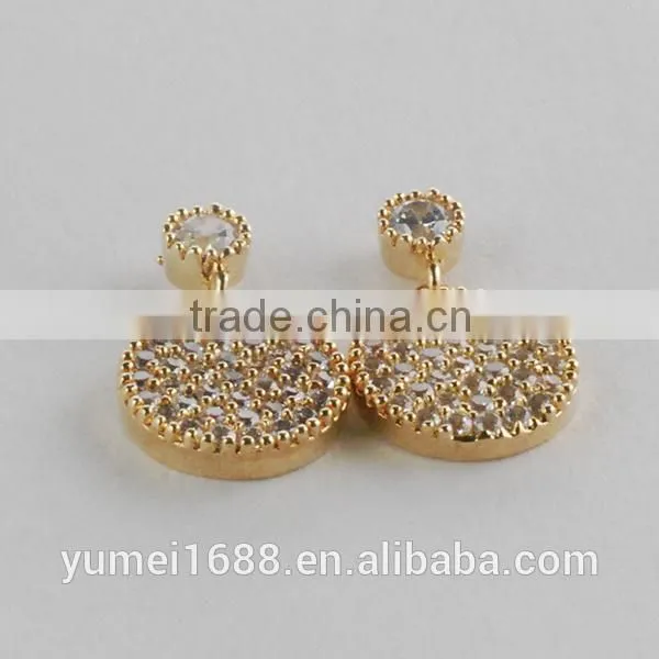 Hot Sales Classical Design Natural Gemstone 18K Gold Stud Earrings
