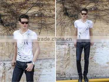 Fashion Summer Printed V-neck Men's T Shirt Design