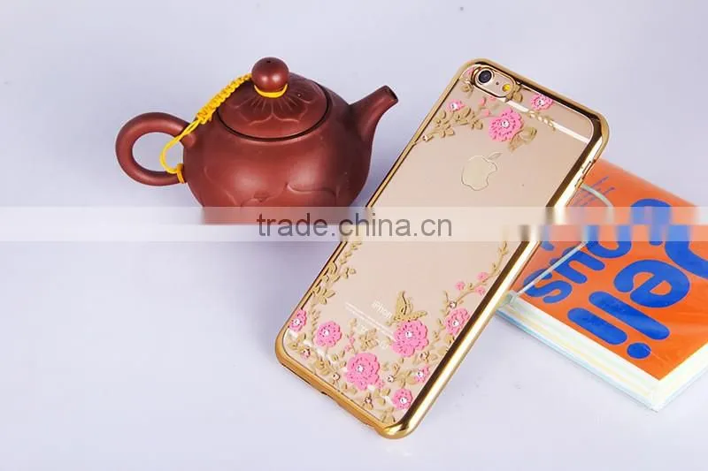 TPU Luxury Mobile Phone Case For Iphone 6,Rhinestone Case For Iphone 6S