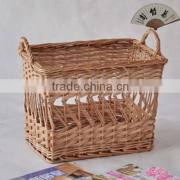wholesale oval dark brown wicker storage basket for home decoration with fabric liner and side handles factory supply