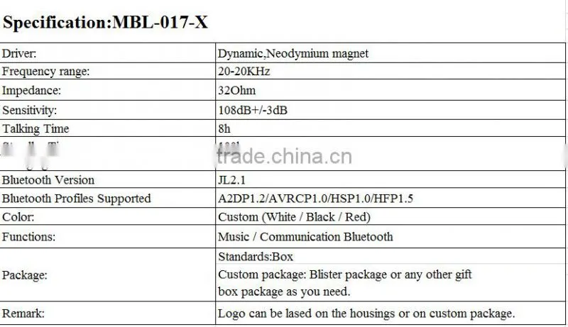 OEM Bluetooth Headset Support TF card and FM Radio Wholesale