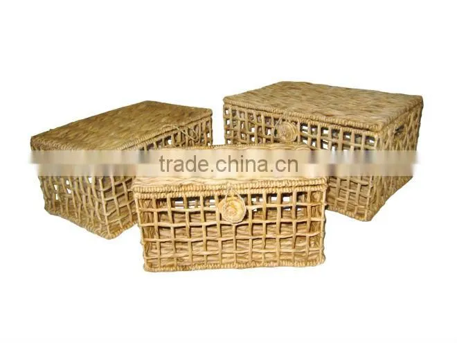 2015 New Product Rectangle Water Hyacinth Basket for Home Decoration and Furniture