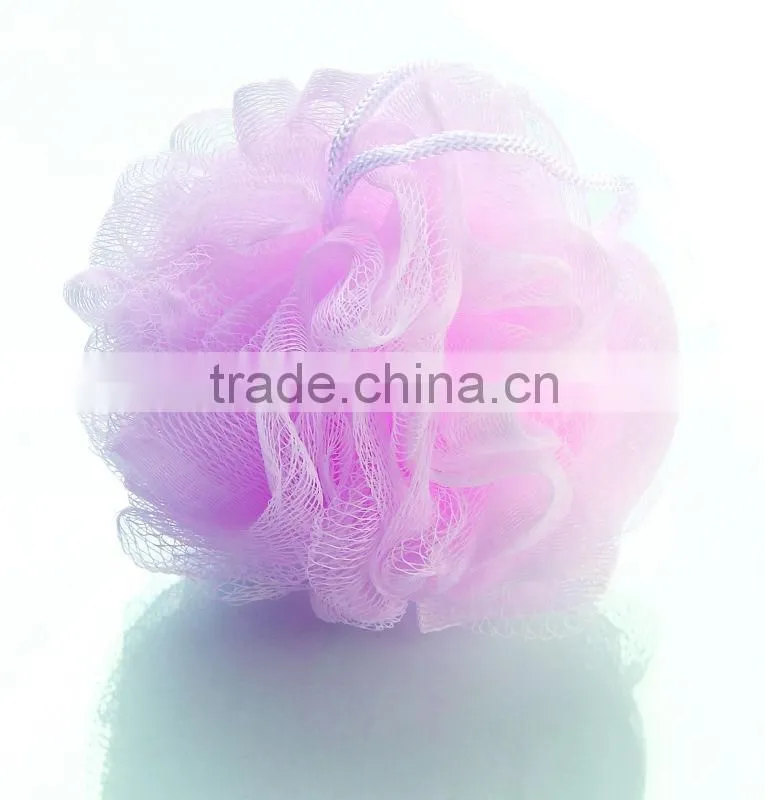 Wholesalegood quality flower shaped bath spong ,bath balll ,mesh shower wash sponge for promotional gift