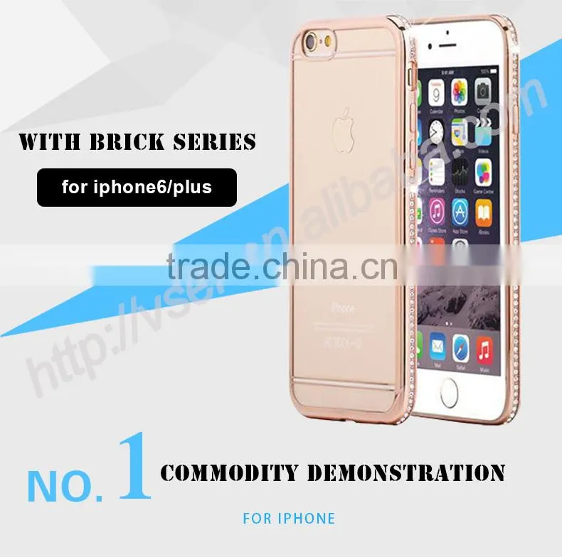 Electroplating Bling tpu transparent clear case for iphone 6 diamond bumper case