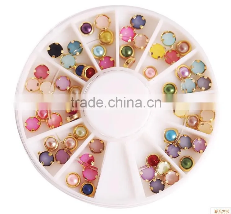 12 colors ceramic pearl wheel nail decoration for the toe nails