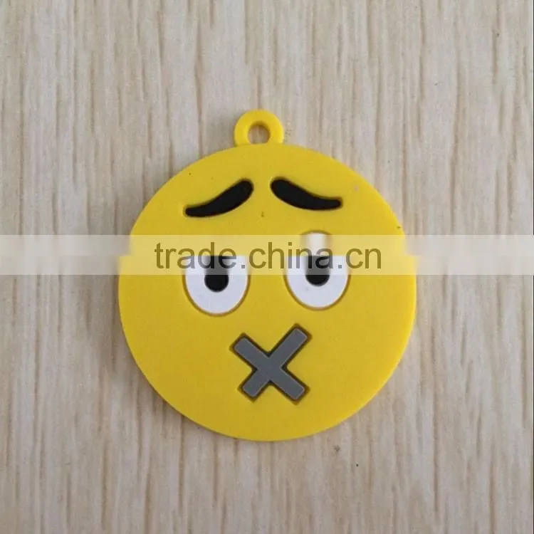 Popular Stuffed Plush Soft Toy Yellow Pvc Emoji Keychain