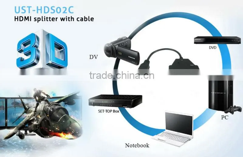 2 input 1 output hdmi switch splitter with cable