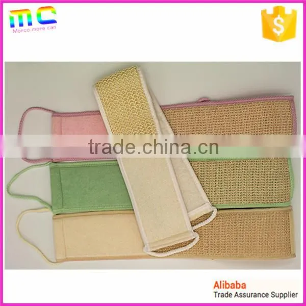 new fashion colorful body back bamboo Linen Cotton long bath belt with hand shank
