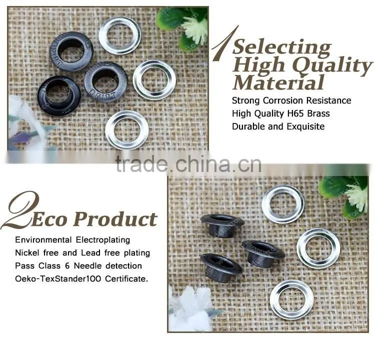 Washable,Nickel-Free Feature and as your requirement,Brass Color eyelet