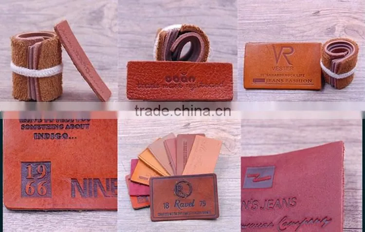 Customize brown patent pu denim leather patch