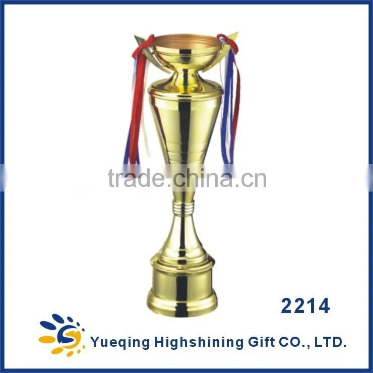 Custom gold metal trophy base award softball model trophy golden souvenir 2314 China metal trophy cup