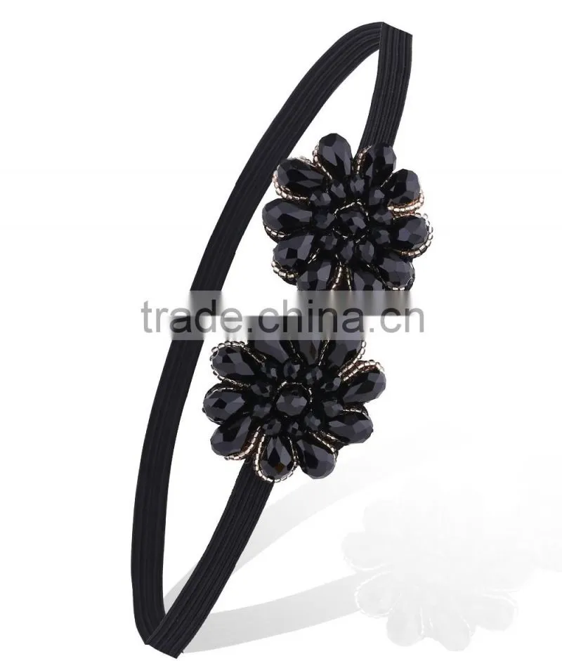 Womens Fashion Chain Jewelry Hollow Rose Flower Elastic Hair Band Headband