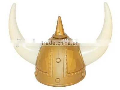 Golden Warrior Plastic Viking Helmet with Light Up Horns Flashing Purple Light