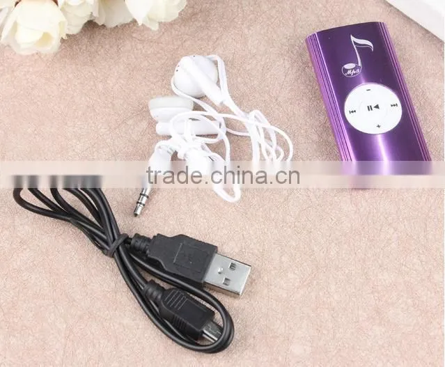 Fashion slim mini clip digital music mp3 player with built in speaker