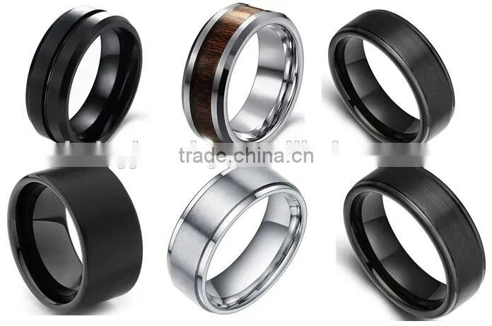 popular style 8MM High Polish Matte Finish Men's black tungsten ring
