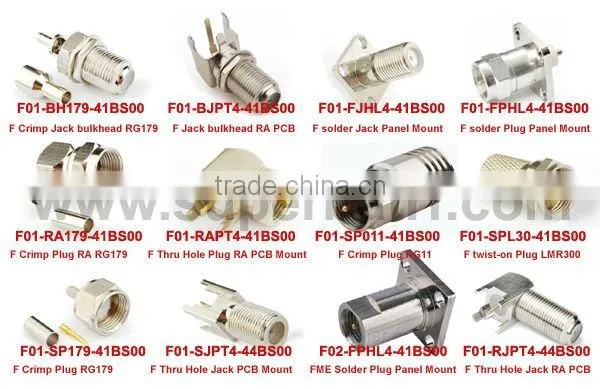 f male to bnc female connector Crimp Plug Right Angle connector for RG179