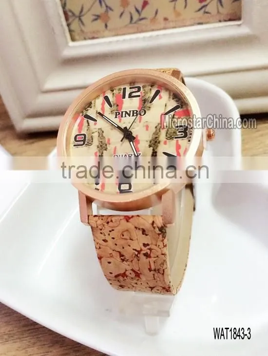 2016 new fashion different color spot wooden wrist watch