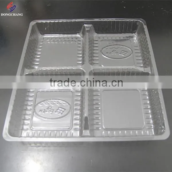Clear food grade blister PET 4 compartment food tray
