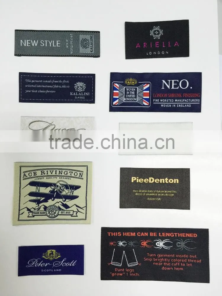 Customized Woven Clothing Labels Size Labels Iron On Backing For Garment Labels