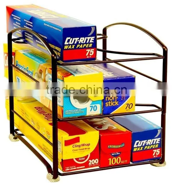3 Tiers Metal Kithen Wrap Organizer Rack