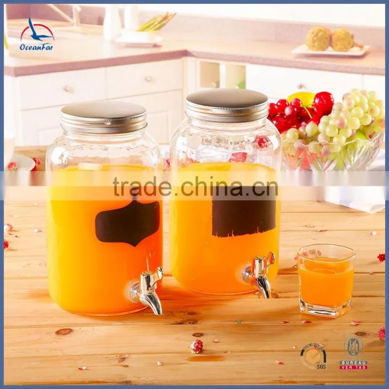 Hot Selling Drink Dispenser Glass Black Chalkboard Glass Honey Dispenser