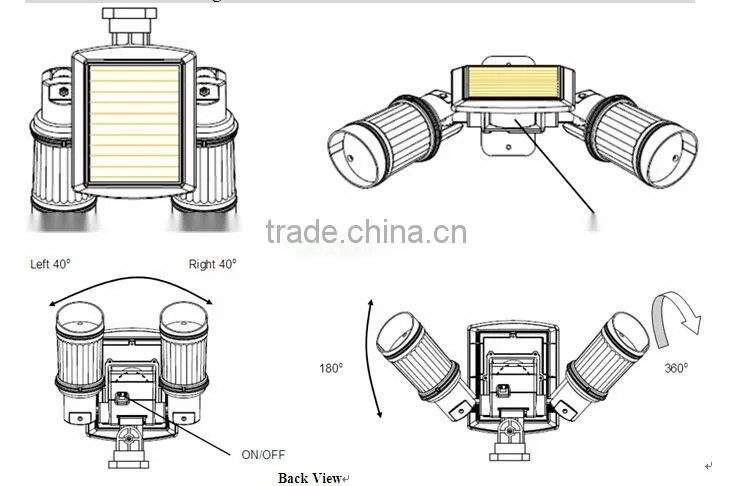 14 LED Motion sensor activated detection stelescope solar security light