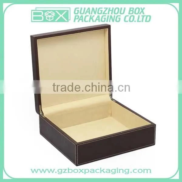 hinged brown luxurious leather chocolate boxes