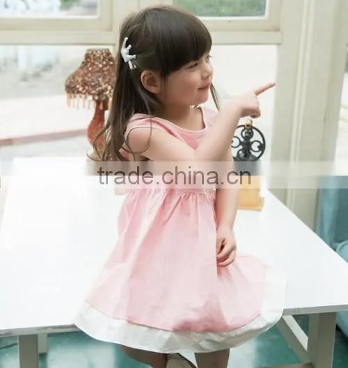 Hot Selling Girls Pink Dress Cotton Breathable Girls Pink Dress