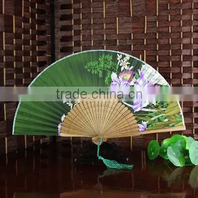 China plastic Hand Fan/Embroidered/ Ladys Silk Dance Fan for Event Party Supplies