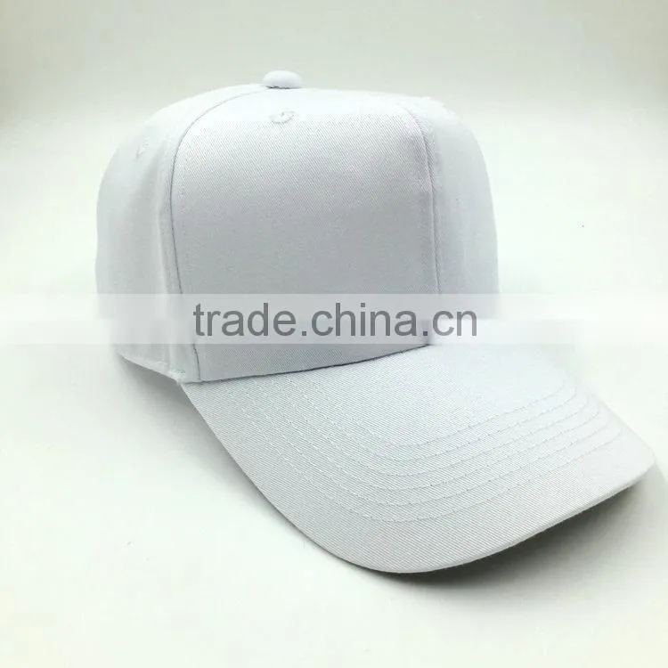 White color 100% cotton twill blank baseball cap