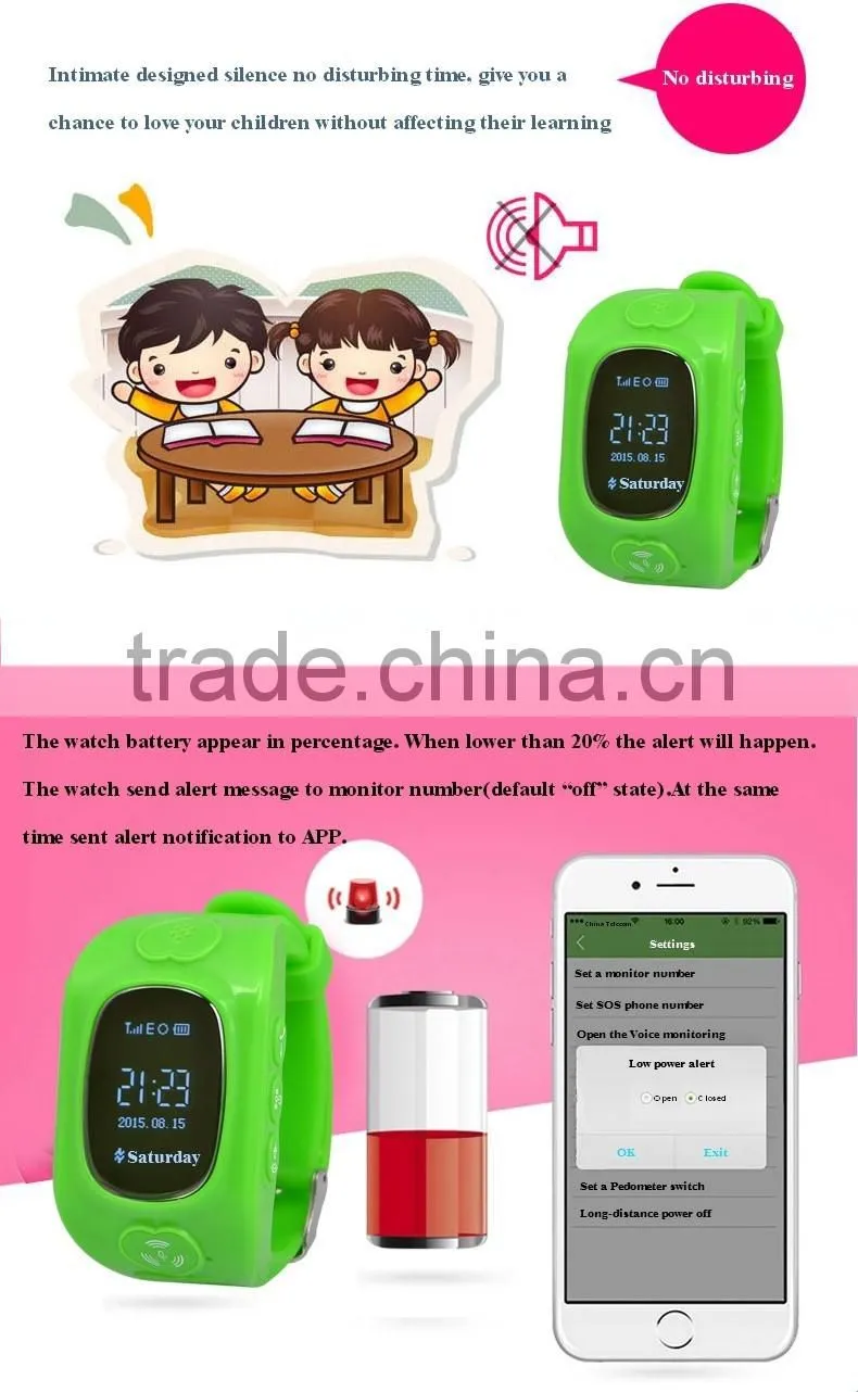 Child wrist watch phone Position monitoring kids gsm gps tracker watch