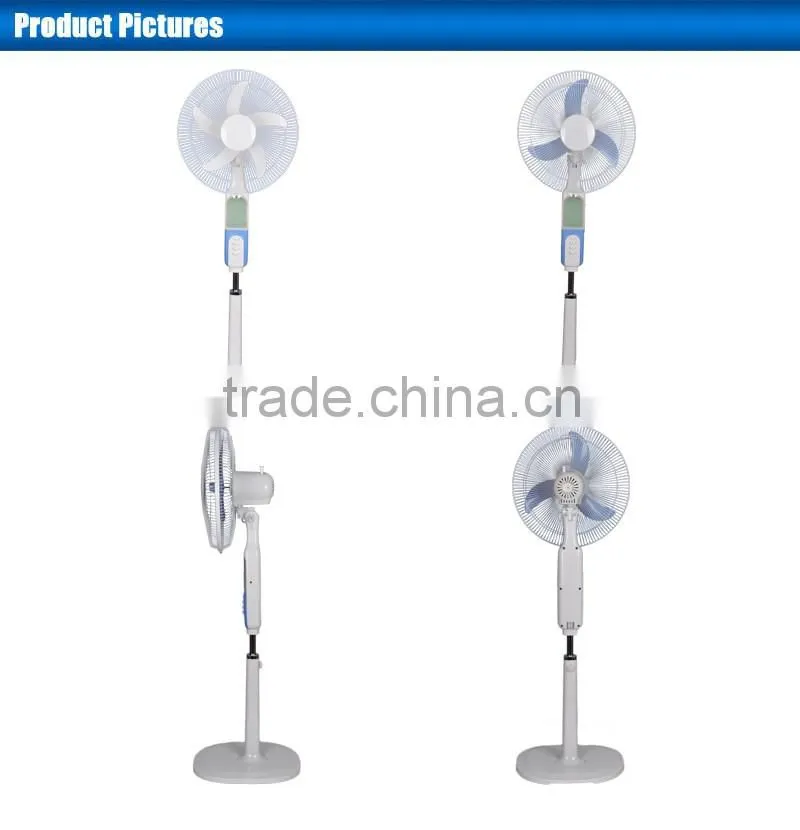 Elegant solar AC charging fan 16inch standing battery charger fan