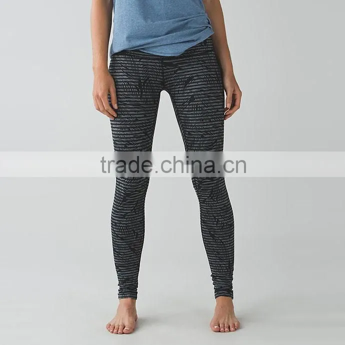 Oem service custom design sports legging girls stripe nylon spandex yoga pants