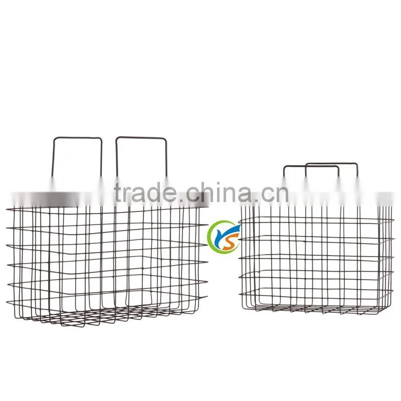Set of Two Gray Metal Basket