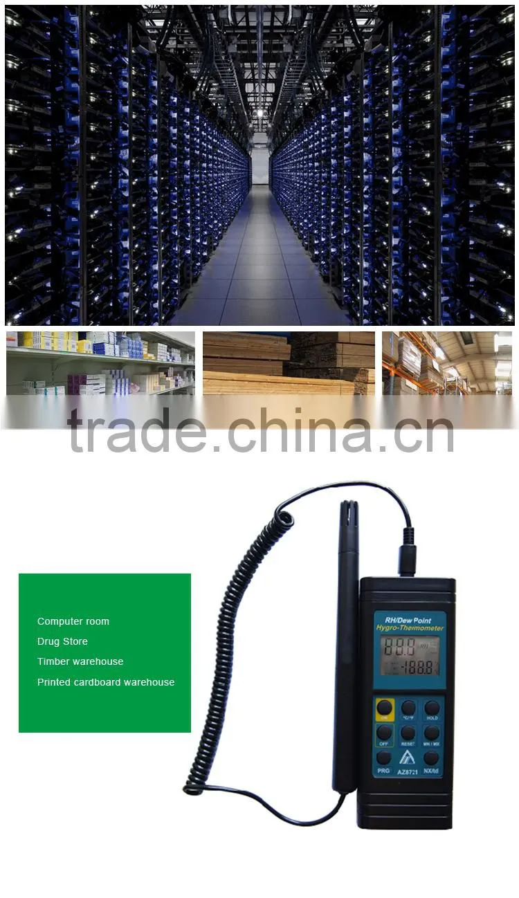AZ8721 Multifunctional Remote Probe Type Hygro-thermometer With Alarm System