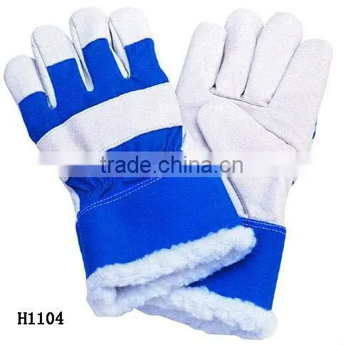 Grey cow split leather gloves ,alcohol