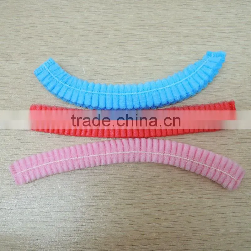 disposable breathable light blue bouffant caps