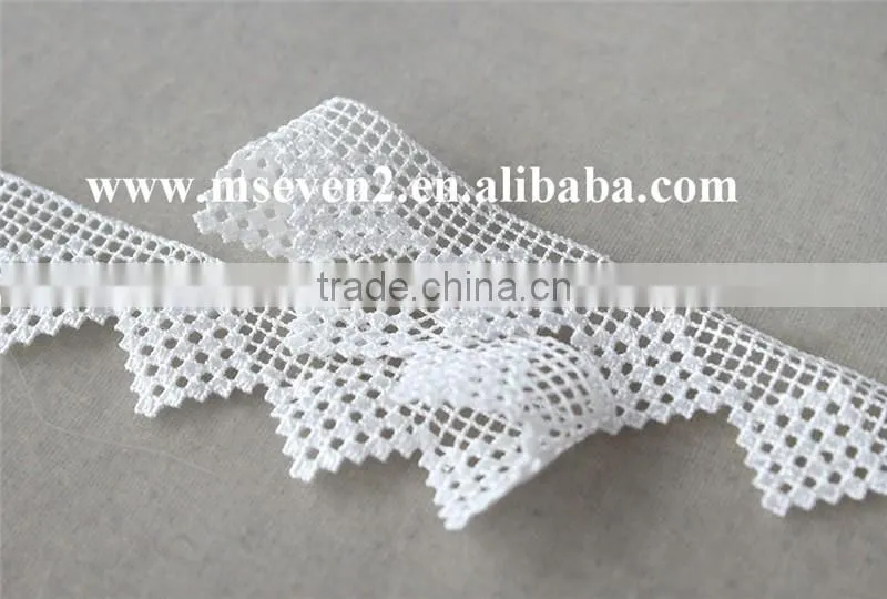 nice design chemical lace trim white 100% polyester water soluable lace guipure trim lace for ladies