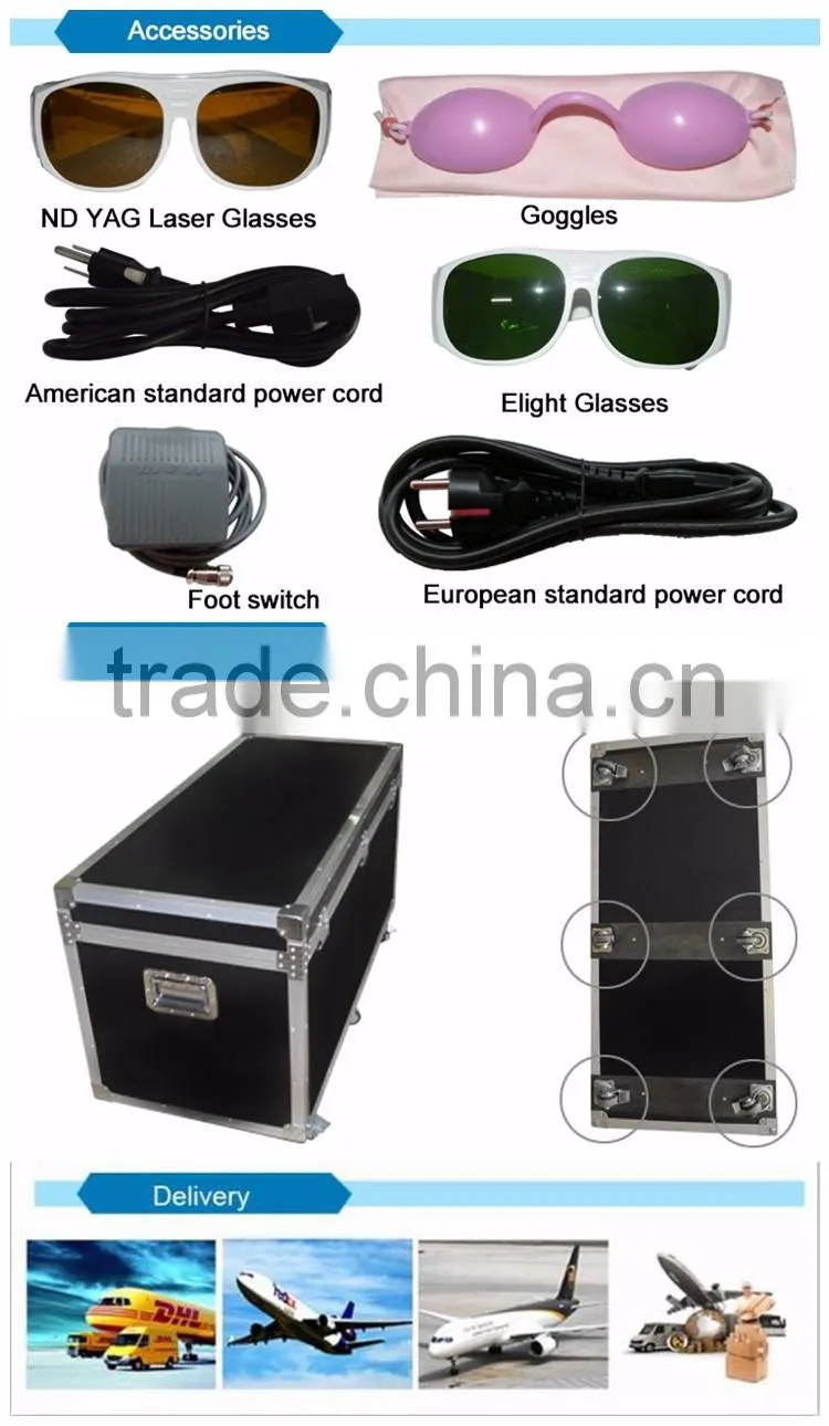 2017 multifunctional 8 in 1 Elight SHR yag q switch laser for hair removal tattoo removal slimming
