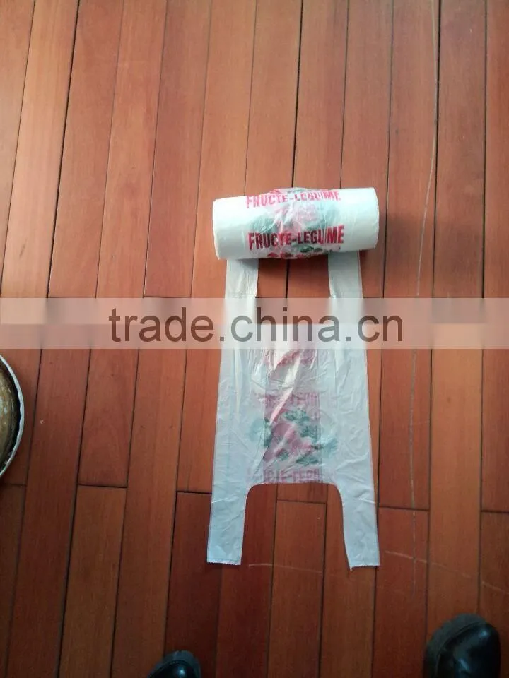 vest,T-shirt plastic grocery bags on roll HDPE customed printed
