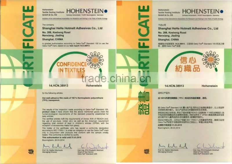 Sewfree Outdoor Garment Using of TPU Hot Melt Adhesive Film/Tape
