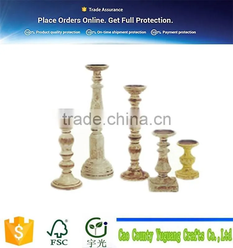 cheap natural stone wooden pedsetal candle holders