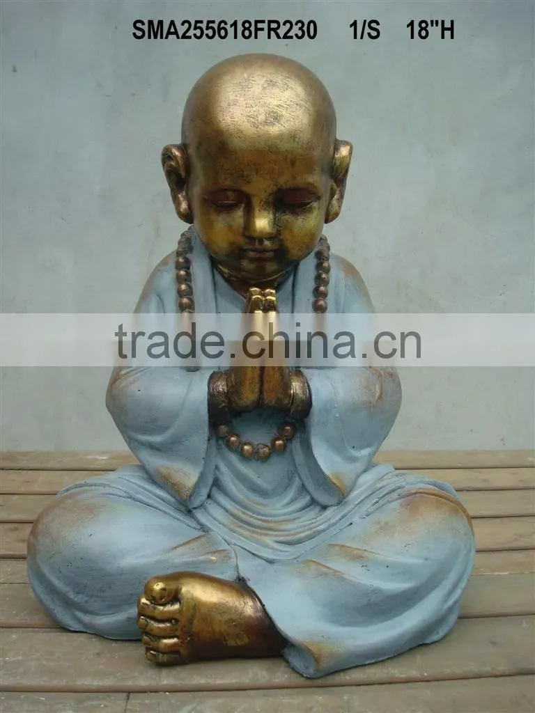 Sitting resin monk statue from sale