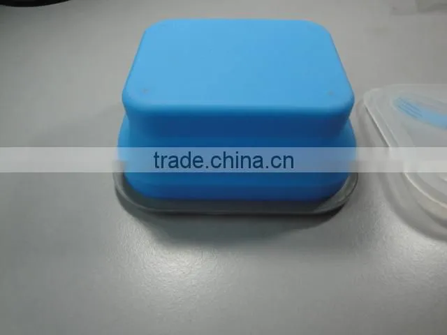 2015 wholsale 2 compartment silicone collapsible lunch box,silicone lunch container