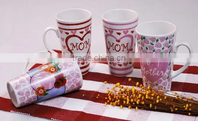 350ml customized decal printing ceramic mug full wrap printing ceramic mug