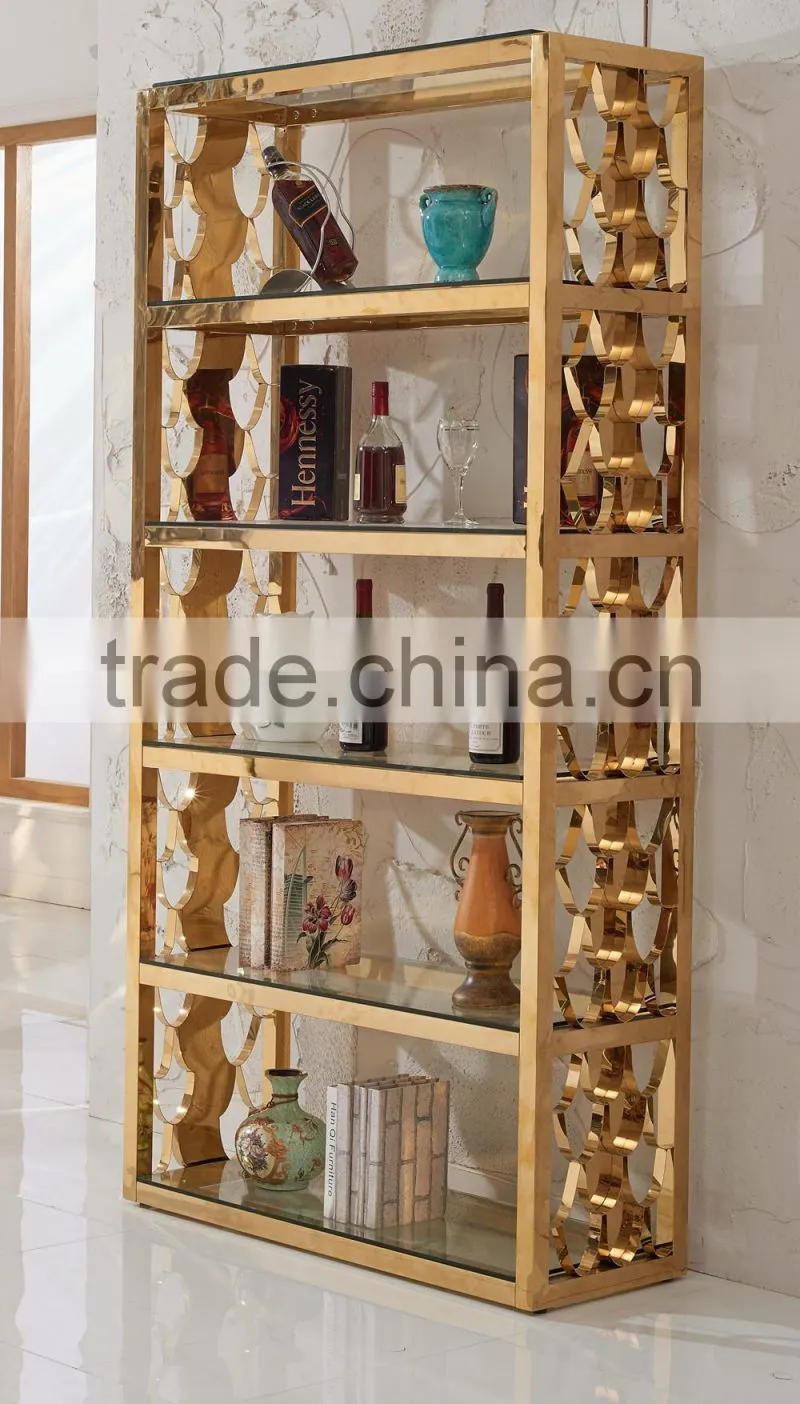 G396 Multifunction Modern Stainless Steel Tempered Glass Vintage Wine Cabinet for Sale