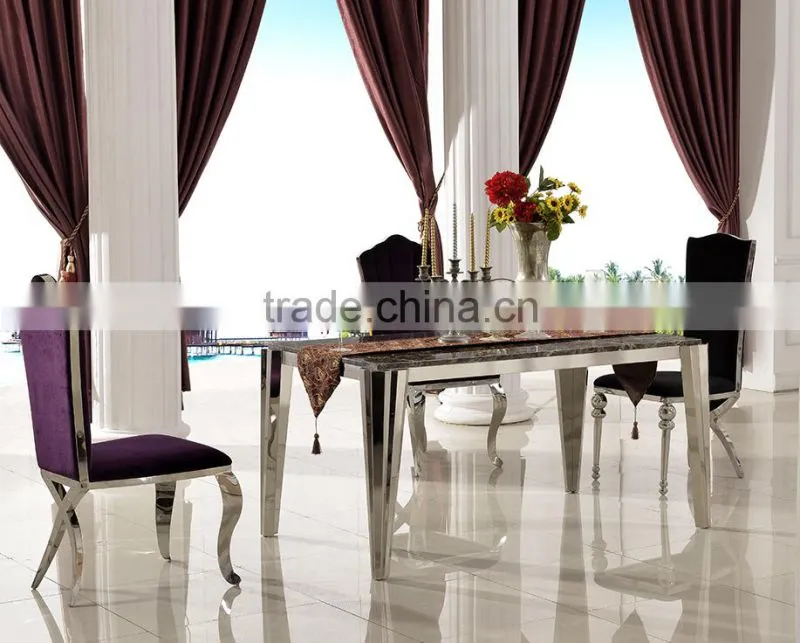 TH383 Stainless Steel Tempered Glass Modern Dining Table