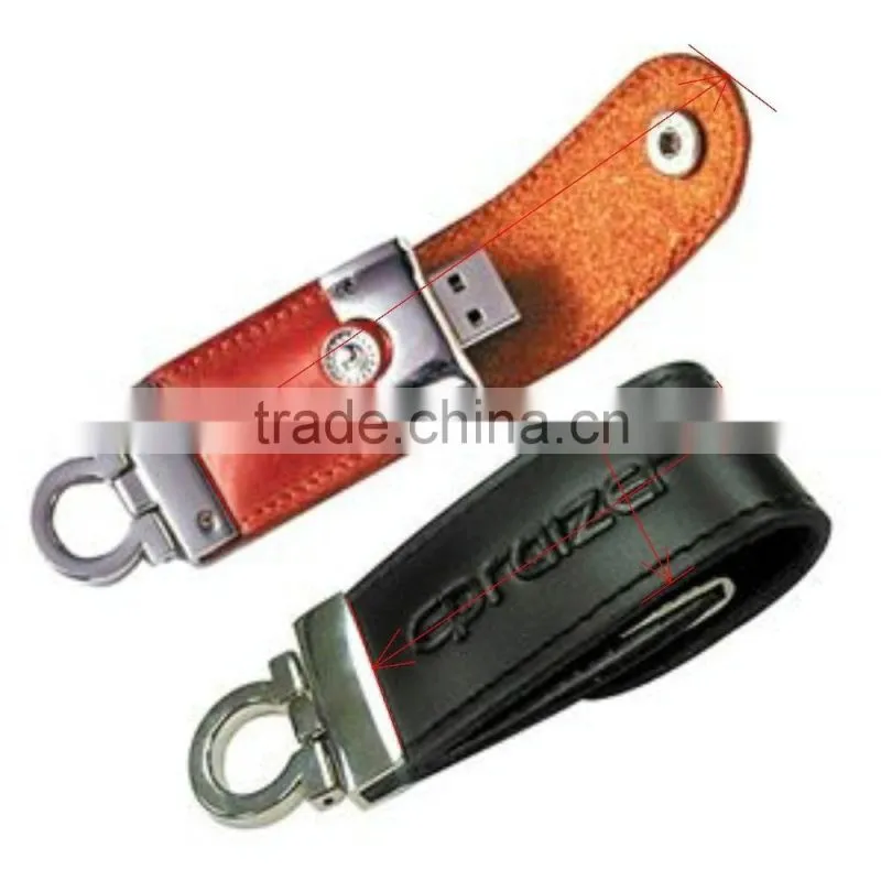 promotional swivel leather USB flash disk